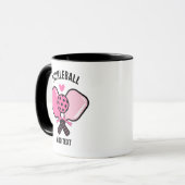 Mug Raquette de Pickleball Rose avec Ruban (Devant gauche)