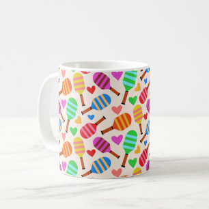 Mug Raquettes de Pickleball Rayées à Motif de Cœurs