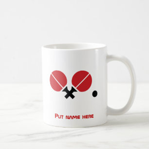 Mug Raquettes de ping-pong de table et boule noir, rou