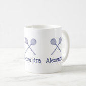 Mug Raquettes de squash croisées bleues (Devant droit)