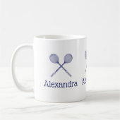 Mug Raquettes de squash croisées bleues (Gauche)