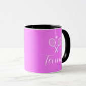 Mug Raquettes de tennis et boule rose profond (Devant droit)