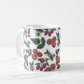 Mug Raspberry Fruit Leaves Illustration Pattern (Devant gauche)