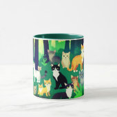 Mug Rassemblement de chats dans une clairière de forêt (Centre)