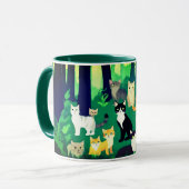 Mug Rassemblement de chats dans une clairière de forêt (Devant gauche)