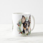 Mug Rat Terrier Fête de Noël Wreath Pup (Devant droit)