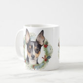 Mug Rat Terrier Fête de Noël Wreath Pup (Devant gauche)