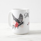 Mug Raven Gothic Roses Aquarelle Imaginaire Art Monogr (Devant gauche)