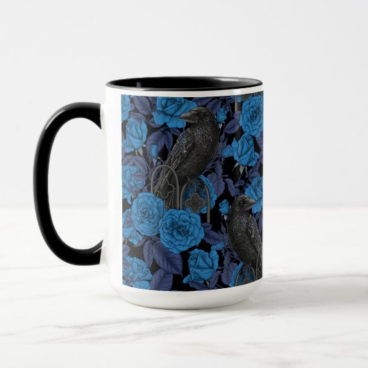Mug Ravins et roses bleus (Gauche)