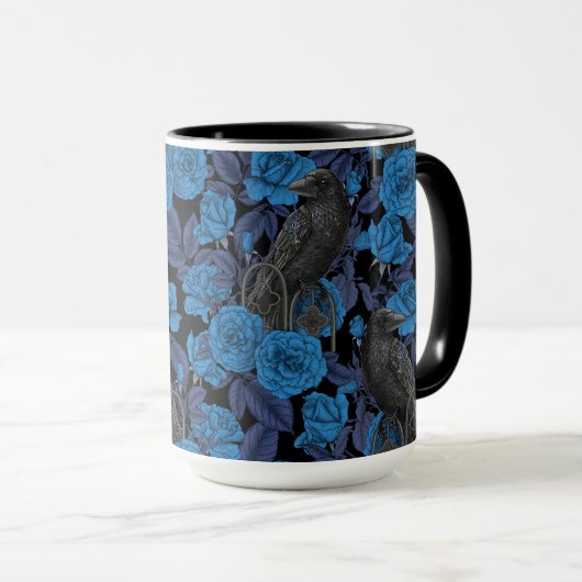 Mug Ravins et roses bleus (Devant droit)