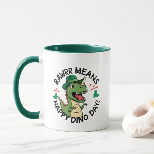 Mug Rawrr Signifie Joyeux Jour Dino (Avec donut)