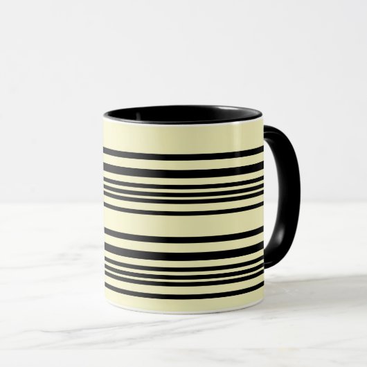 Mug rayé beige et noir — Calme, Chic, Intemporel (Devant droit)