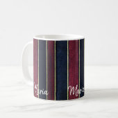 Mug rayé bleu de Bourgogne et noir (Devant gauche)
