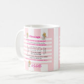 Mug rayé rose et blanc Bénédictions (Devant gauche)