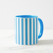 Mug Rayoires verticales classiques bleu bébé clair et  (Devant droit)