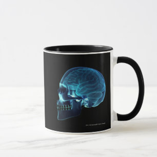 Mug Rayon X du cerveau à l'intérieur d'un crâne