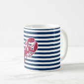 Mug Rayure blanche bleue de monogramme rouge nautique (Devant droit)