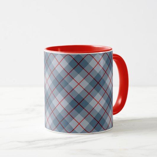 Mug Rayure Bleu-Rouge de plaid polarisé (Devant droit)