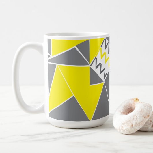 Mug Rayure Chevron Gris Jaune (Avec donut)