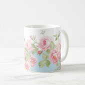 Mug Rayure d'Aqua de roses d'été de jour de mai (Devant droit)
