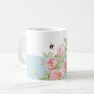 Mug Rayure d'Aqua de roses d'été de jour de mai
