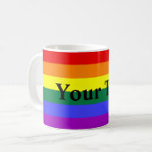 Mug Rayure d'arc-en-ciel avec le texte fait sur (Devant gauche)