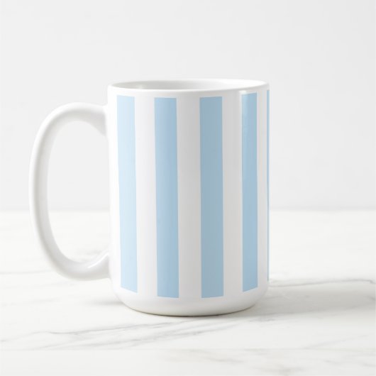 Mug Rayure de bonbon bleu pâle et blanc (Gauche)