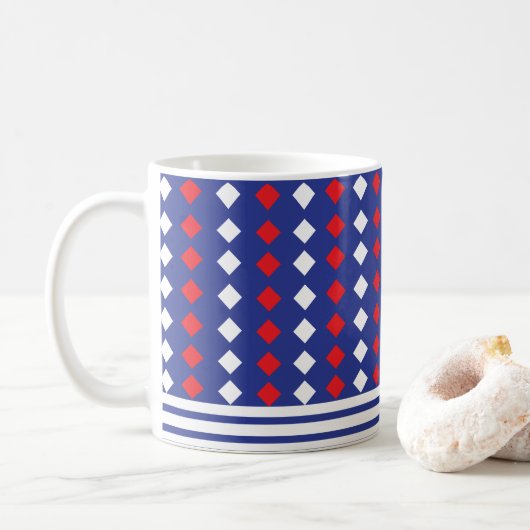Mug Rayure de diamant rouge blanc moderne (Avec donut)