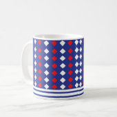 Mug Rayure de diamant rouge blanc moderne (Devant gauche)