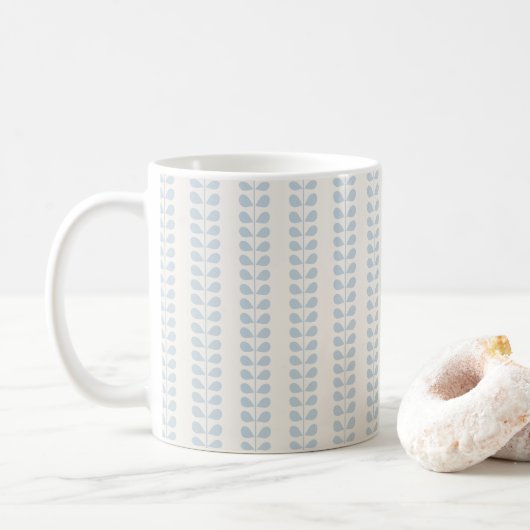Mug Rayure de feuille bleu clair (Avec donut)