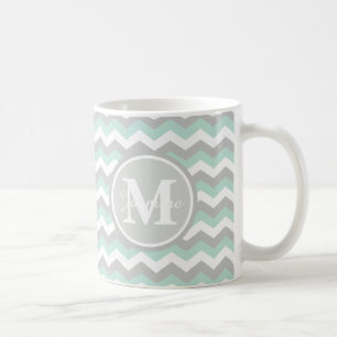 Mug Rayure grise verte en bon état de zigzag de