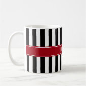 Mug Rayure Noir Blanc Cranberry Nom Monogramme (Gauche)