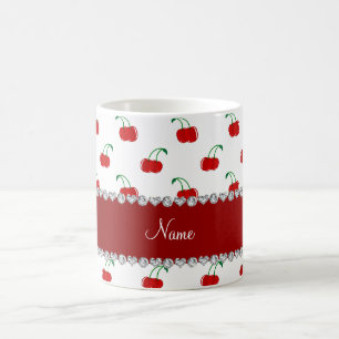 Mug Rayure rouge blanche nommée personnalisée de rou