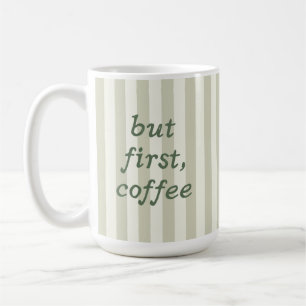 Mug Rayure Vert Sauge Tendance Confortable Minimaliste