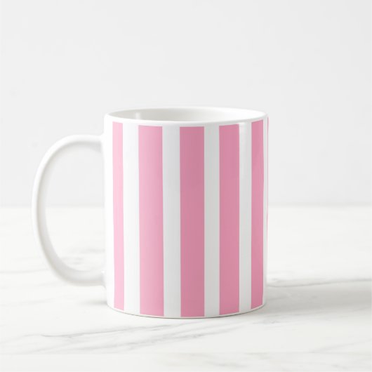 Mug Rayure verticale rose et blanc (Gauche)