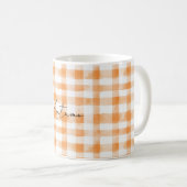 Mug Rayures à carreaux blancs crème de pêche (Devant droit)