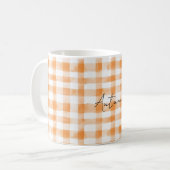 Mug Rayures à carreaux blancs crème de pêche (Devant gauche)