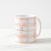 Mug Rayures à carreaux pêche (Devant droit)