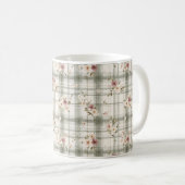 Mug Rayures à carreaux verts Bourguignon fleurs crème (Devant droit)