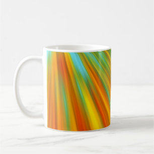 Mug rayures Abstraites rouge jaune orange vert sur ble