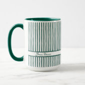 Mug Rayures aquarelles vert sarcelle tendance nom pers (Gauche)