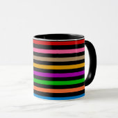 Mug Rayures arc-en-ciel colorées - Noir (Devant droit)