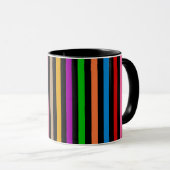 Mug Rayures arc-en-ciel colorées - Noir  (Devant droit)