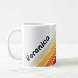 Mug Rayures arc-en-ciel délavées vintage avec nom