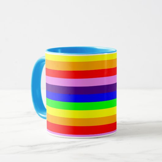 Mug Rayures arc-en-ciel horizontales classiques et col (Devant gauche)