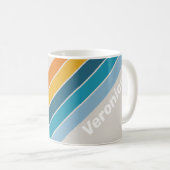 Mug Rayures Arc-en-ciel Rétro avec Nom (Devant droit)