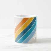 Mug Rayures Arc-en-ciel Rétro avec Nom (Centre)