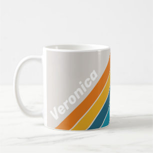 Mug Rayures Arc-en-ciel Rétro avec Nom