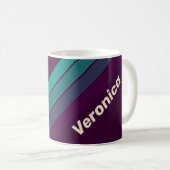 Mug Rayures arc-en-ciel violet rétro avec nom (Devant droit)