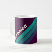 Mug Rayures arc-en-ciel violet rétro avec nom (Devant gauche)